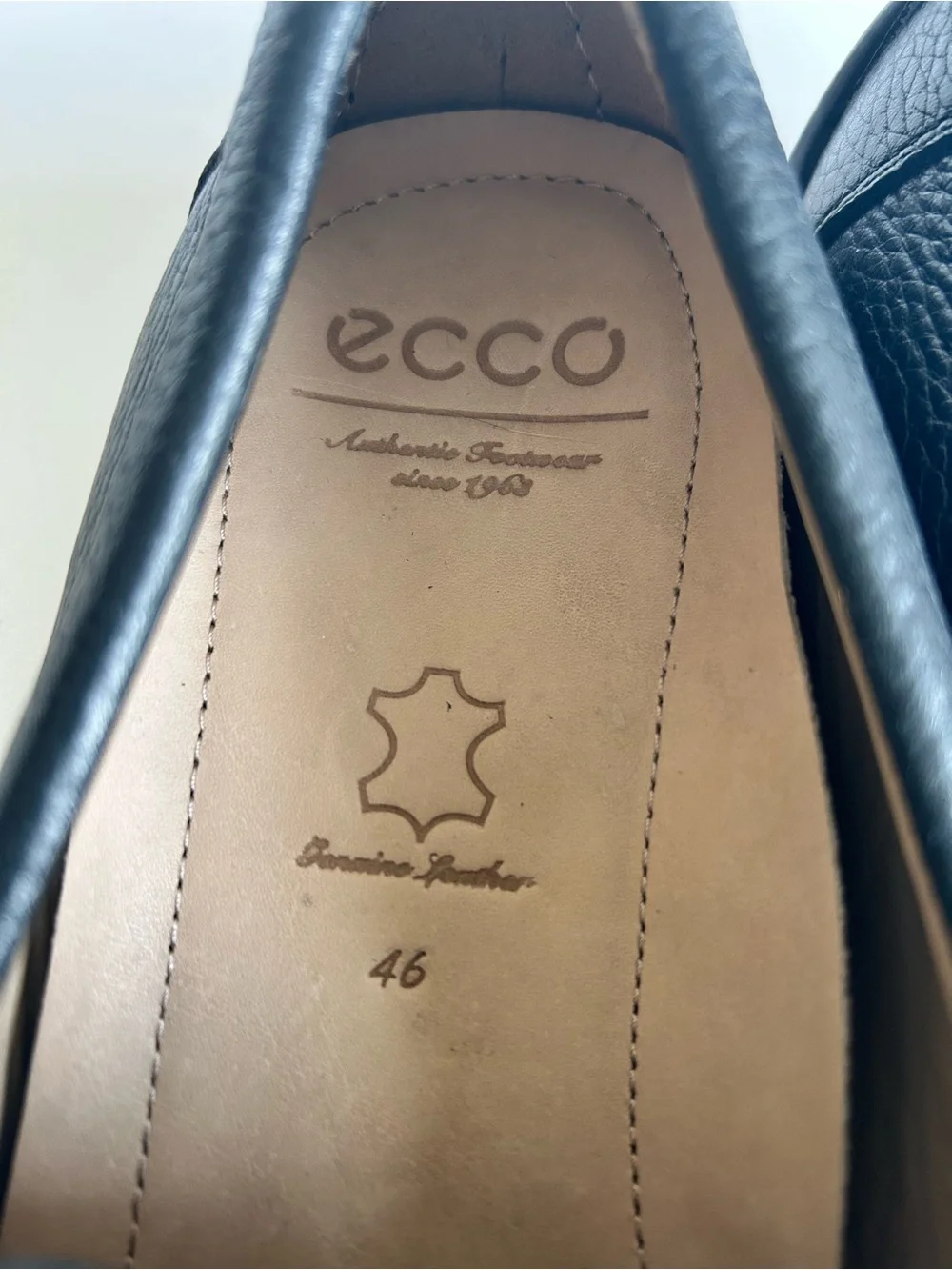 Men’s Ecco Black Genuine Leather Driver Loafers Rubber Outsole size EUR46 US13